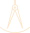 An orange outline icon showing a drawing compass creating an arc.